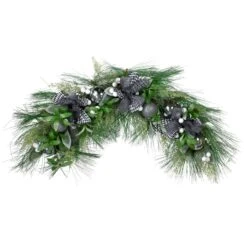 Northlight Real Touch™ Winter Foliage And Berries Artificial Christmas Swag - 36" - Unlit Green -Northlight 28678994911904 2