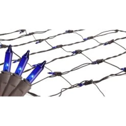 Northlight Mini Net Style Incandescent Christmas Lights - 2' X 8' - Blue - Brown Wire -Northlight 28679130702496 2