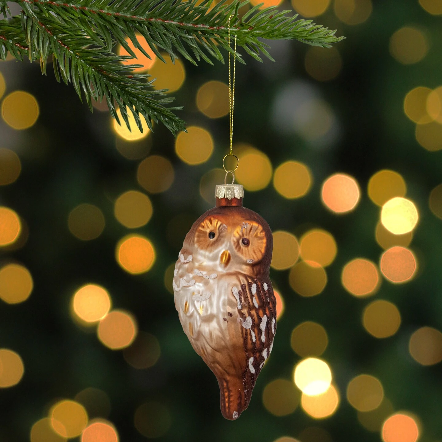 Northlight 4.5" Brown And White Glass Owl Christmas Ornament 5 Northlight 4.5" Brown And White Glass Owl Christmas Ornament - Image 3