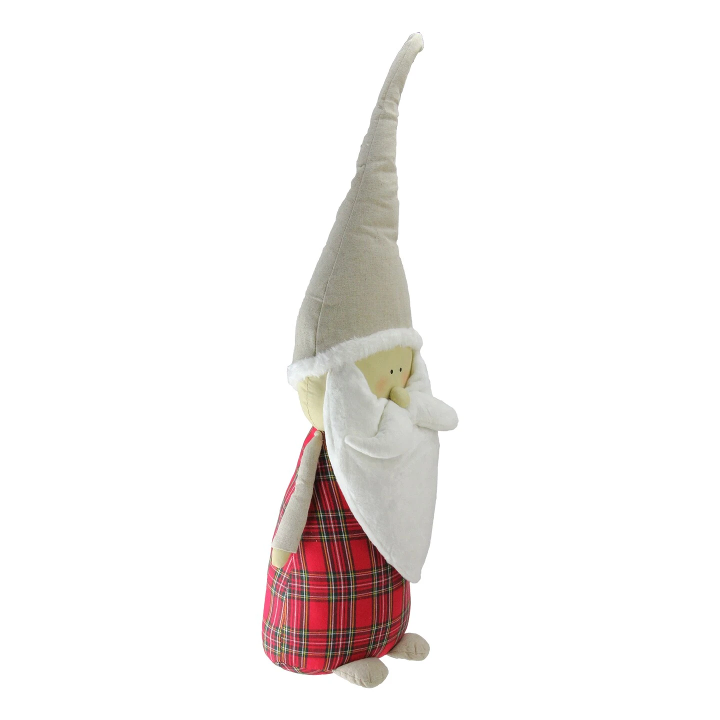 Northlight Plaid Blushing Santa Gnome Figure - 19" - Red And White 5 Northlight Plaid Blushing Santa Gnome Figure - 19" - Red And White - Image 3