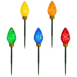 Northlight LED Lighted C9 Style Christmas Pathway Lawn Stakes - 8 Ft - Multi - 5-Count 12 Northlight LED Lighted C9 Style Christmas Pathway Lawn Stakes - 8 Ft - Multi - 5-Count -Northlight 292299735354832