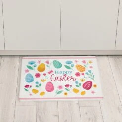Northlight 29" Pastel Eggs And Chicks "Happy Easter" Kitchen Comfort Mat White -Northlight 292348074234384