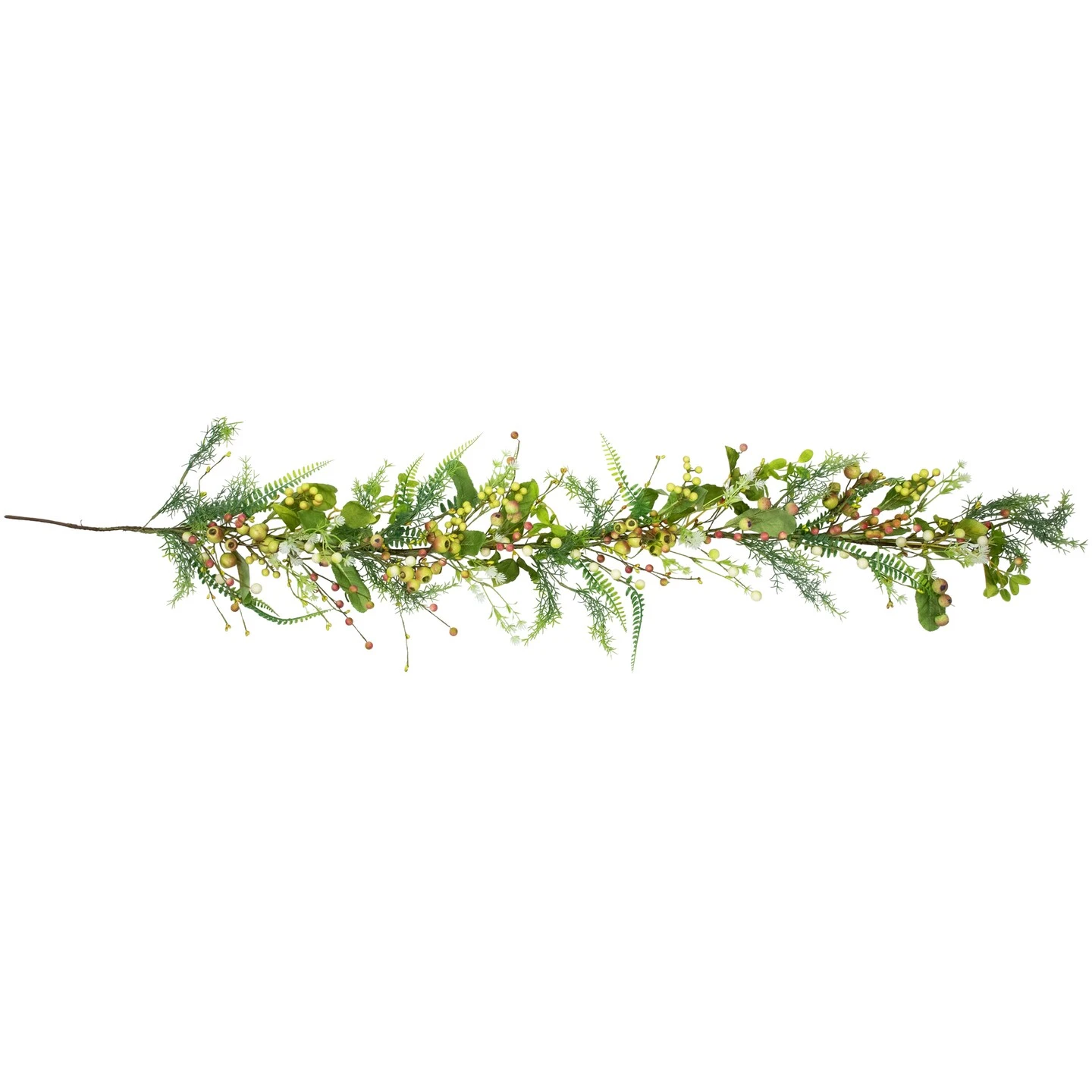Northlight Berry And Crabapple Fern Foliage Spring Garland - 5' Green 3 Northlight Berry And Crabapple Fern Foliage Spring Garland - 5' Green