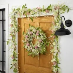Northlight Hydrangea And Berry Floral Spring Garland - 5' - Pink And White -Northlight 292348803419152