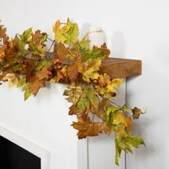 Northlight Maple Leaves And Berries Artificial Fall Harvest Garland - 5' X 8" - Unlit Brown 13 Northlight Maple Leaves And Berries Artificial Fall Harvest Garland - 5' X 8" - Unlit Brown -Northlight 292349152692752