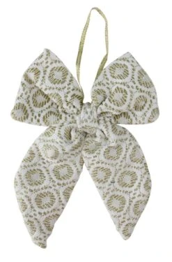 Northlight 5.75" White And Gold Small Double Loop Bow Christmas Decor -Northlight 302754658495392 2