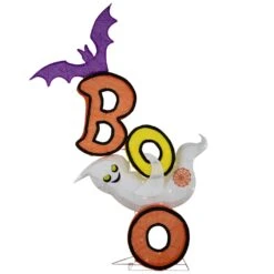 Northlight Lighted Bat And Ghost "BOO" Halloween Decoration - 4.5' - Warm White LED Lights Orange 12 Northlight Lighted Bat And Ghost "BOO" Halloween Decoration - 4.5' - Warm White LED Lights Orange -Northlight 303948682300752