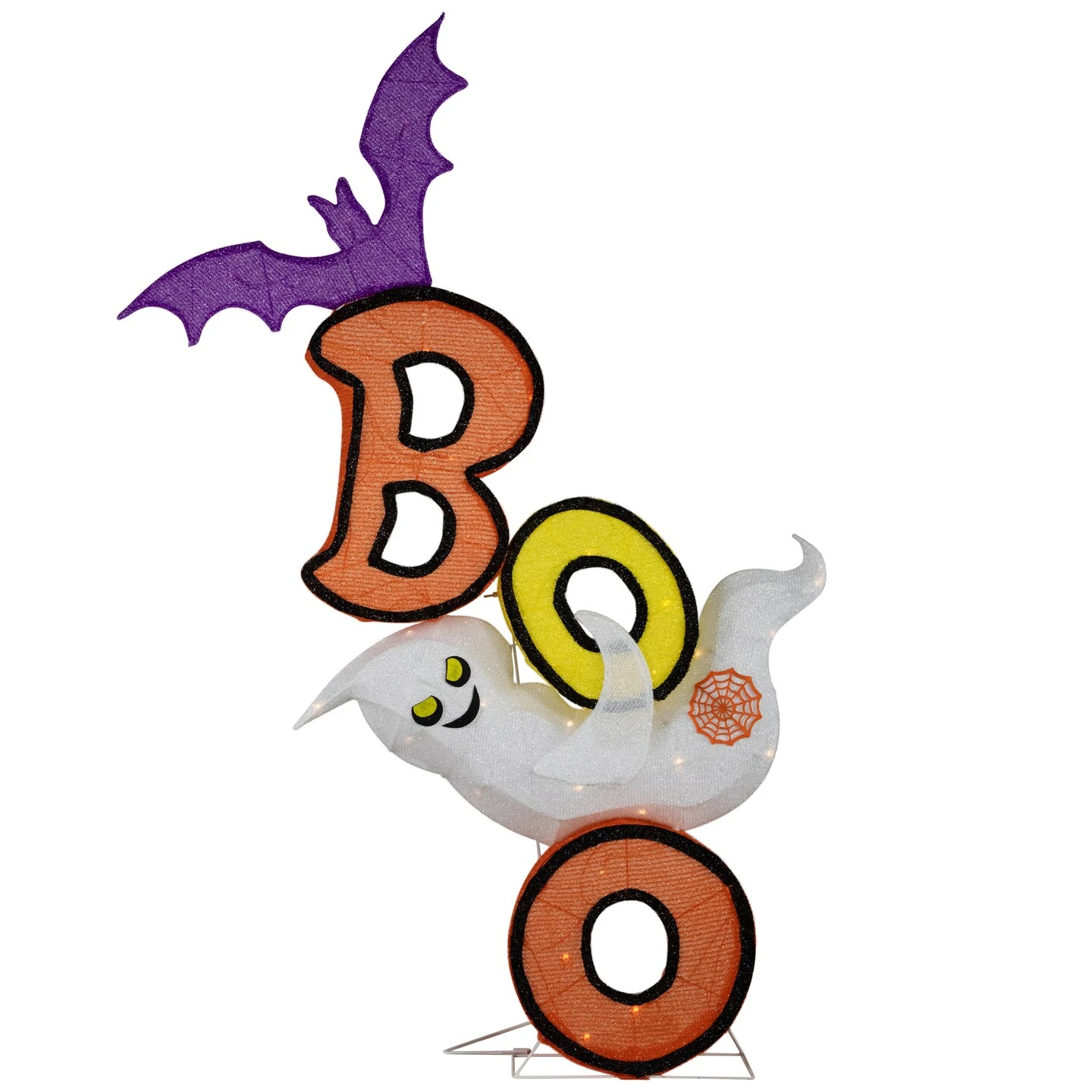 Northlight Lighted Bat And Ghost "BOO" Halloween Decoration - 4.5' - Warm White LED Lights Orange 5 Northlight Lighted Bat And Ghost "BOO" Halloween Decoration - 4.5' - Warm White LED Lights Orange - Image 3