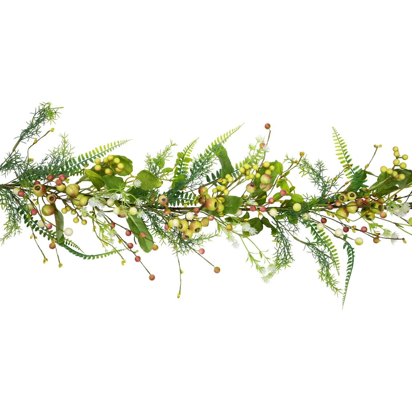 Northlight Berry And Crabapple Fern Foliage Spring Garland - 5' Green 6 Northlight Berry And Crabapple Fern Foliage Spring Garland - 5' Green - Image 4