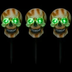 Northlight LED Lighted Skeleton Head Halloween Outdoor Pathway Markers With Sound - 15" - Set Of 3 White 13 Northlight LED Lighted Skeleton Head Halloween Outdoor Pathway Markers With Sound - 15" - Set Of 3 White -Northlight 309716971511856
