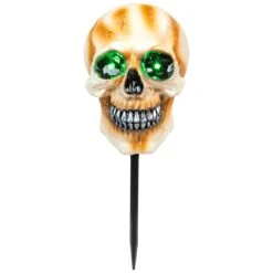 Northlight LED Lighted Skeleton Head Halloween Outdoor Pathway Markers With Sound - 15" - Set Of 3 White 14 Northlight LED Lighted Skeleton Head Halloween Outdoor Pathway Markers With Sound - 15" - Set Of 3 White -Northlight 312631106822192