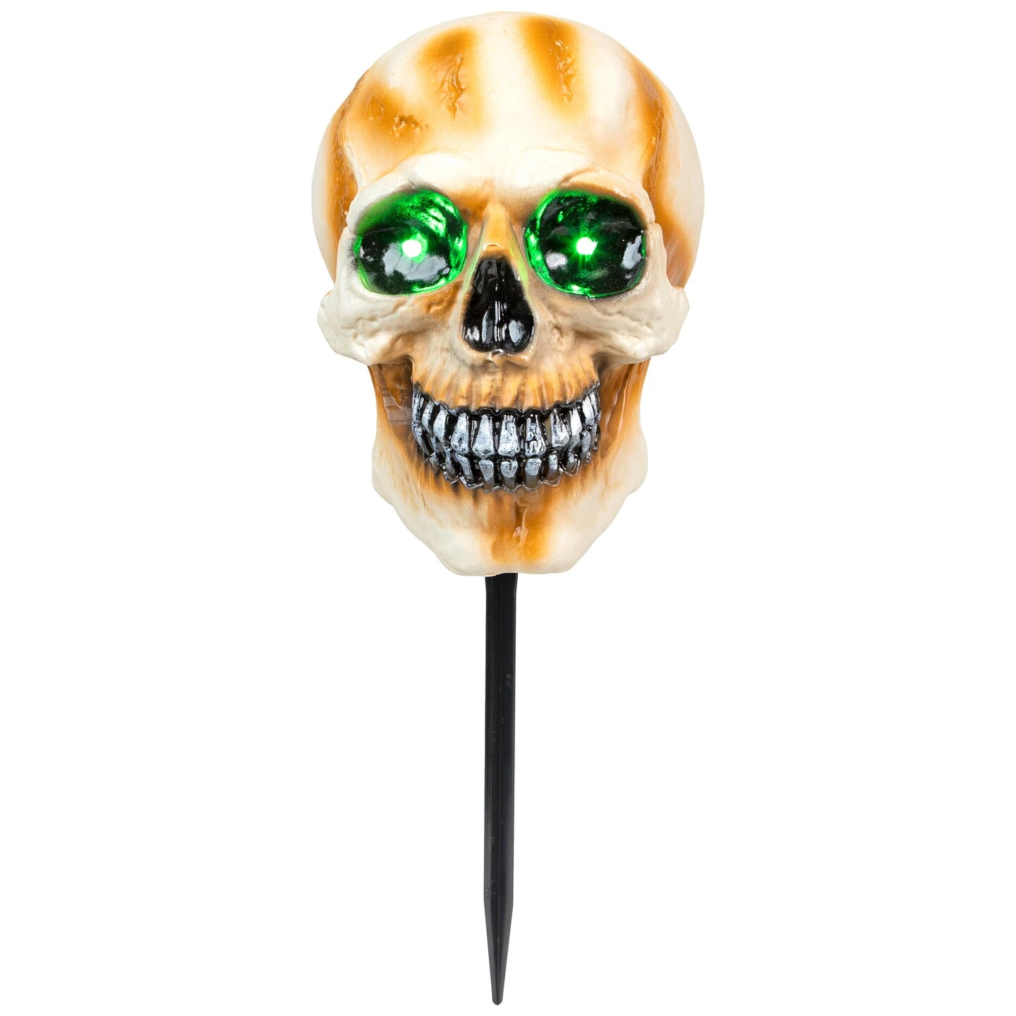 Northlight LED Lighted Skeleton Head Halloween Outdoor Pathway Markers With Sound - 15" - Set Of 3 White 7 Northlight LED Lighted Skeleton Head Halloween Outdoor Pathway Markers With Sound - 15" - Set Of 3 White - Image 5