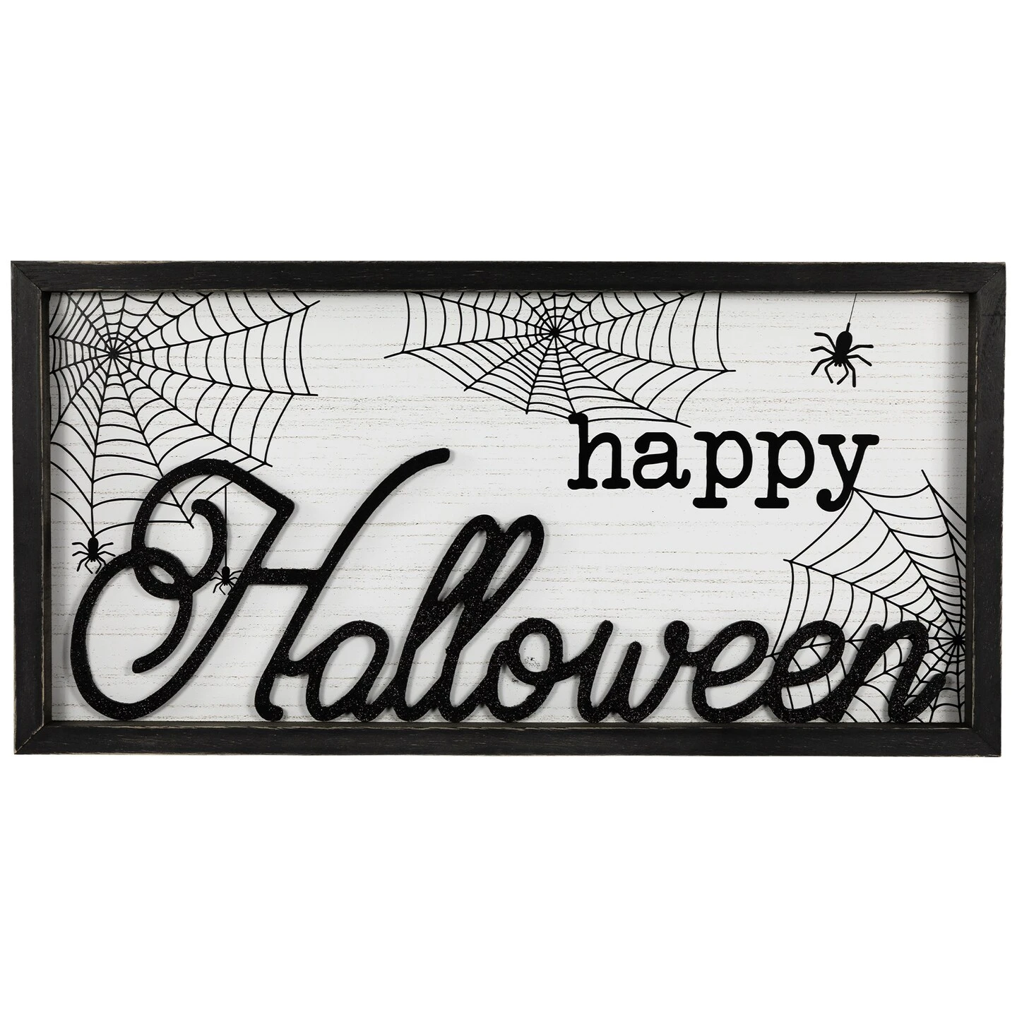 Northlight Framed "Happy Halloween" Spider Web Wall Sign - 23.5" Black 5 Northlight Framed "Happy Halloween" Spider Web Wall Sign - 23.5" Black - Image 3