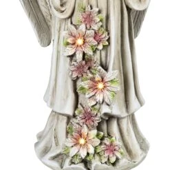 Northlight LED Lighted Praying Cherub With Flowers Statue - 16" Ivory 16 Northlight LED Lighted Praying Cherub With Flowers Statue - 16" Ivory -Northlight 317716290197424