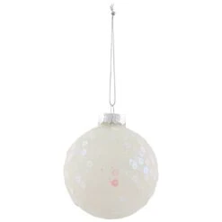 Northlight Frosted Sequined Christmas Ball Glass Ornaments - 2.75" (70mm) - White - 4ct -Northlight 322737460694736
