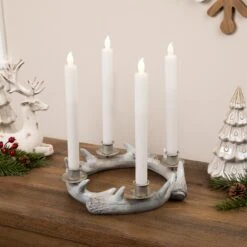 Northlight Antler Wreath Christmas Taper Candle Holder - 10.25" Beige 11 Northlight Antler Wreath Christmas Taper Candle Holder - 10.25" Beige -Northlight 324898834337968 1