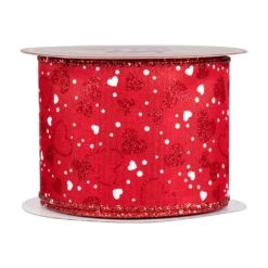 Northlight Hearts Valentine's Day Wired Craft Ribbon - 2.5" X 10 Yards - Red And White -Northlight 327869795176624