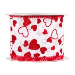 Northlight Glittered Hearts Valentine's Day Wired Craft Ribbon-2.5" X 10 Yards - White And Red 13 Northlight Glittered Hearts Valentine's Day Wired Craft Ribbon-2.5" X 10 Yards - White And Red -Northlight 327870231384240