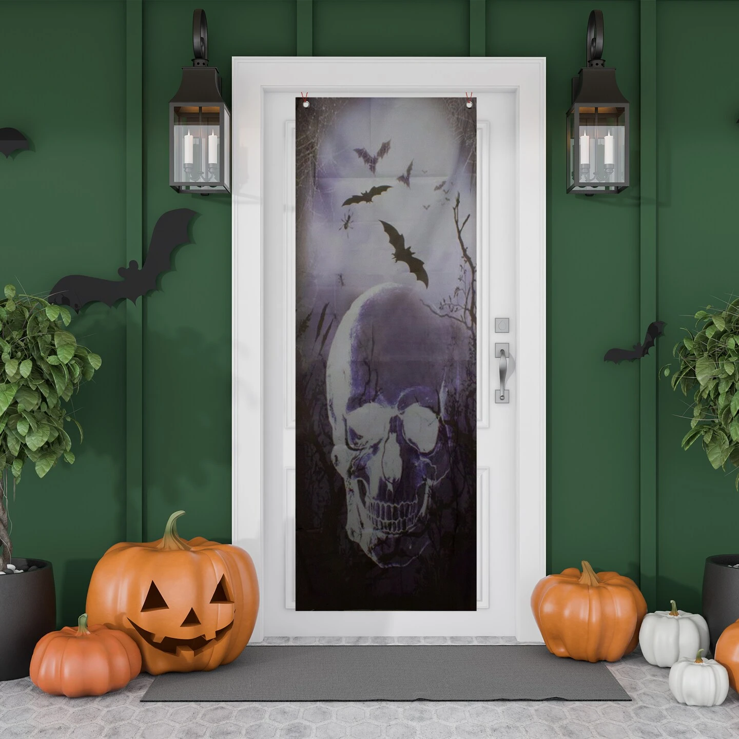 Northlight Spooky Graveyard With Skull And Bats Halloween Door Decoration - 70.75" Black 10 Northlight Spooky Graveyard With Skull And Bats Halloween Door Decoration - 70.75" Black - Image 8