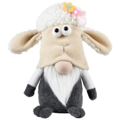 Northlight Plush Springtime Floral Sheep Gnome Easter Decoration - 9" - Gray And White -Northlight 33323718251312