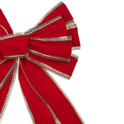 Northlight Velvet 10-Loop Christmas Bow Decoration - 12" X 25" - Red And Gold 10 Northlight Velvet 10-Loop Christmas Bow Decoration - 12" X 25" - Red And Gold -Northlight 343657114232144