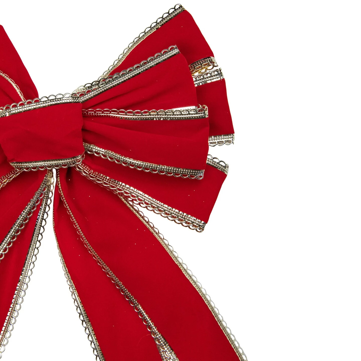 Northlight Velvet 10-Loop Christmas Bow Decoration - 12" X 25" - Red And Gold 6 Northlight Velvet 10-Loop Christmas Bow Decoration - 12" X 25" - Red And Gold - Image 4