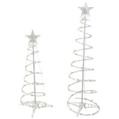 Northlight LED Lighted Spiral Outdoor Christmas Trees - 3' And 4' - Warm White Lights - Set Of 2 -Northlight 3458780120993641680