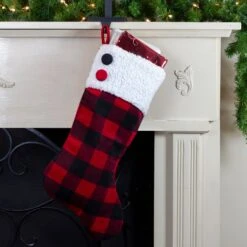Northlight 23" Black And Red Rustic Buffalo Plaid Christmas Stocking -Northlight 3458793192458936992