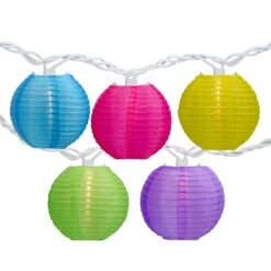Northlight Paper Lantern Summer Patio Light Set - Multi-Color - 8.5' White Wire - 10ct -Northlight 3458793192972739232