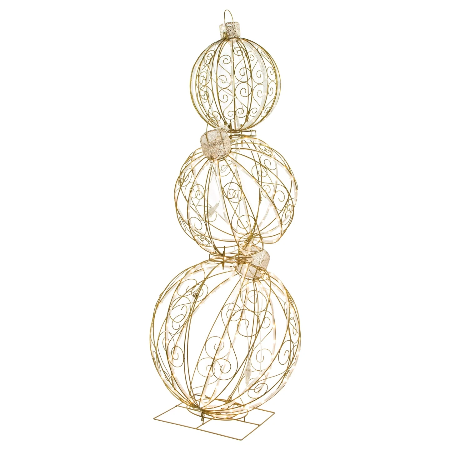 Northlight Open Design Stacked Christmas Ornaments Outdoor Decoration - 51" - Gold - Warm White 9 Northlight Open Design Stacked Christmas Ornaments Outdoor Decoration - 51" - Gold - Warm White - Image 7