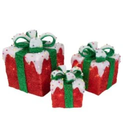 Northlight Lighted Snow And Candy Covered Sisal Gift Boxes Outdoor Christmas Decorations - Set Of 3 Red 17 Northlight Lighted Snow And Candy Covered Sisal Gift Boxes Outdoor Christmas Decorations - Set Of 3 Red -Northlight 3458793193273156256 2