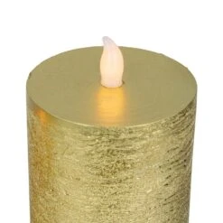 Northlight LED Flickering Flameless Pillar Christmas Candles - 8.75" - Gold - Set Of 3 16 Northlight LED Flickering Flameless Pillar Christmas Candles - 8.75" - Gold - Set Of 3 -Northlight 3458962211672769760