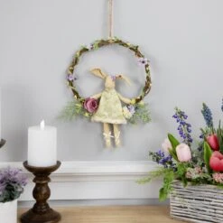Northlight Girl Bunny Artificial Floral Easter Wreath - 10" - Green Yellow 13 Northlight Girl Bunny Artificial Floral Easter Wreath - 10" - Green Yellow -Northlight 3459051651355456528