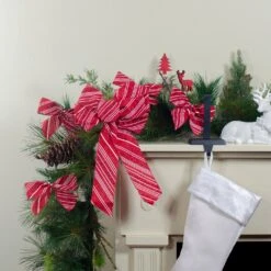 Northlight Glitter Striped 2-Loop Christmas Bow Decorations - 5.5" - Red - Pack Of 6 -Northlight 3459127966868300448