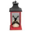 Northlight LED Candle With Deer "Merry Christmas" Lantern - 12" - Red And Black -Northlight 3459127967296119456