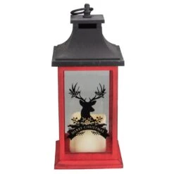 Northlight LED Candle With Deer "Merry Christmas" Lantern - 12" - Red And Black 15 Northlight LED Candle With Deer "Merry Christmas" Lantern - 12" - Red And Black -Northlight 3459127967296119456 2