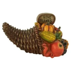 Northlight 9 Northlight 8.5" Fall Harvest "Give Thanks" Cornucopia Decoration Brown