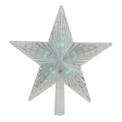 Northlight Lighted Flashing Crystal Star Christmas Tree Topper - 9" - Multicolor LED Lights Clear