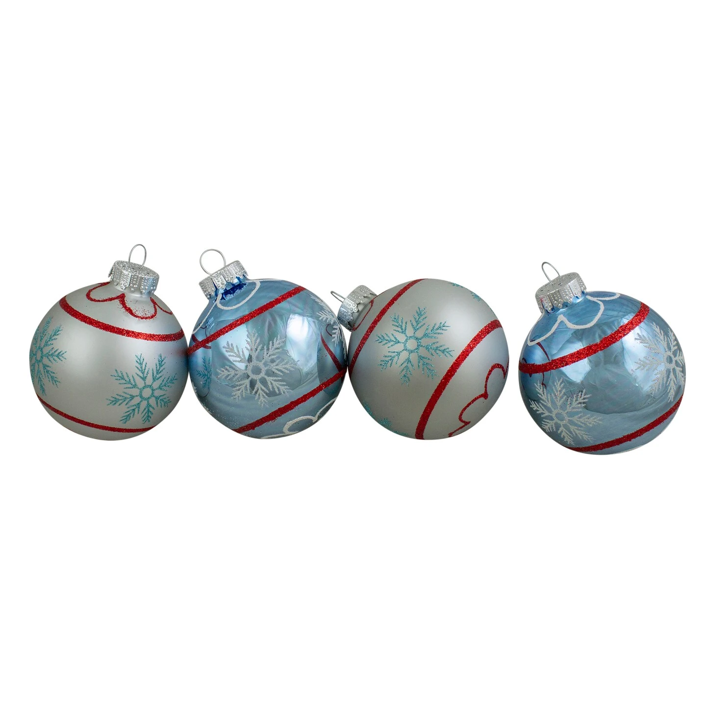 Northlight 4ct Silver And Blue Snowflake Glass Ball Christmas Ornament 2.75" (70mm) 10 Northlight 4ct Silver And Blue Snowflake Glass Ball Christmas Ornament 2.75" (70mm) - Image 8