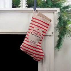 Northlight 19" Beige And Red Striped "Christmas Delivery" Stocking With Loop 10 Northlight 19" Beige And Red Striped "Christmas Delivery" Stocking With Loop -Northlight 3459144805518271136
