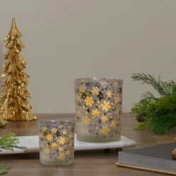 Northlight 3" Matte Silver And Gold Stars And Snowflakes Flameless Glass Candle Holder 11 Northlight 3" Matte Silver And Gold Stars And Snowflakes Flameless Glass Candle Holder -Northlight 3459144806612984480 1