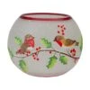 Northlight 5-Inch Hand Painted Finches And Pine Flameless Glass Candle Holder White -Northlight 3459144806747202208
