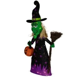 Northlight LED Lighted Witch With Broom Outdoor Halloween Decoration - 39"- Clear Lights Purple 13 Northlight LED Lighted Witch With Broom Outdoor Halloween Decoration - 39"- Clear Lights Purple -Northlight 3459237057157547232