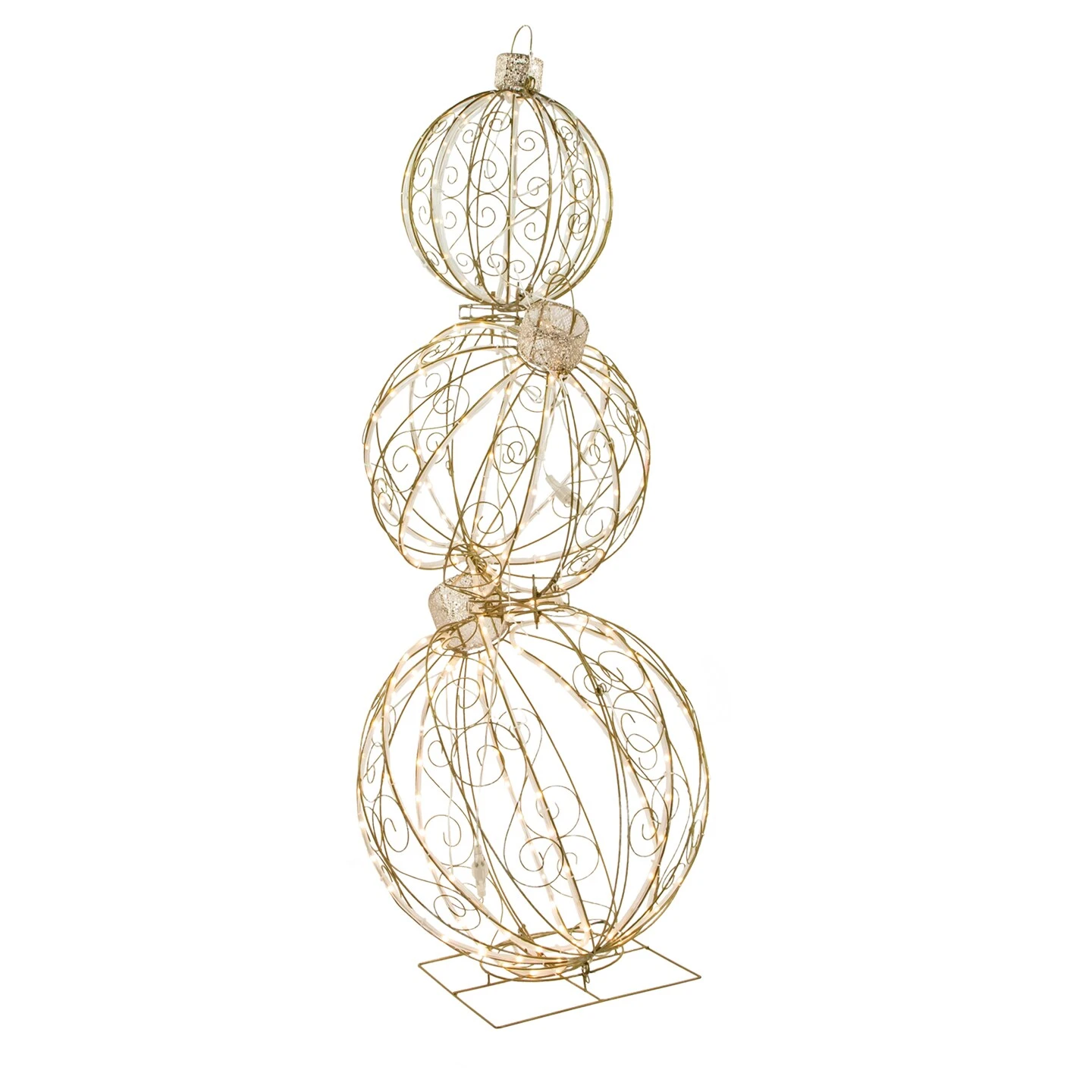 Northlight Open Design Stacked Christmas Ornaments Outdoor Decoration - 51" - Gold - Warm White 8 Northlight Open Design Stacked Christmas Ornaments Outdoor Decoration - 51" - Gold - Warm White - Image 6