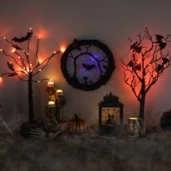Northlight LED Lighted Black Twig Halloween Wreath With Bats - 13" - Purple Lights 13 Northlight LED Lighted Black Twig Halloween Wreath With Bats - 13" - Purple Lights -Northlight 3459237058109654240