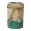 Northlight 4" Green And Natural Wood Christmas Tea Light Candle Holder Beige -Northlight 3459265322883605152
