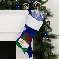 Northlight 20" Royal Blue Embroidered Velveteen Snowman Christmas Stocking With White Cuff 12 Northlight 20" Royal Blue Embroidered Velveteen Snowman Christmas Stocking With White Cuff -Northlight 3459265323165147808