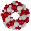 Northlight 3-Finish Shatterproof Ball Christmas Wreath - 13" - Red And White - Unlit 2 Northlight 3-Finish Shatterproof Ball Christmas Wreath - 13" - Red And White - Unlit -Northlight 3459265323357561504