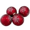 Northlight Glittered Snowflakes Matte Finish Glass Ball Christmas Ornaments - 3" (75mm) - Red - 4ct -Northlight 3459265323609219744