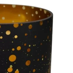 Northlight 6" Black And Gold Deer And Pine Trees Flameless Glass Candle Holder -Northlight 3459308334121632992